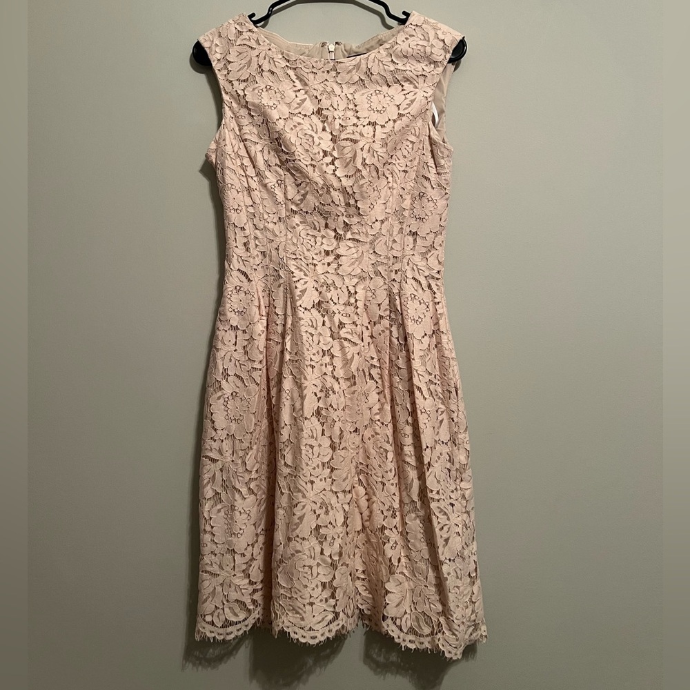 Vince Camuto Cream A-line Midi Dress Sleeveless Scoop Neck for Cocktail